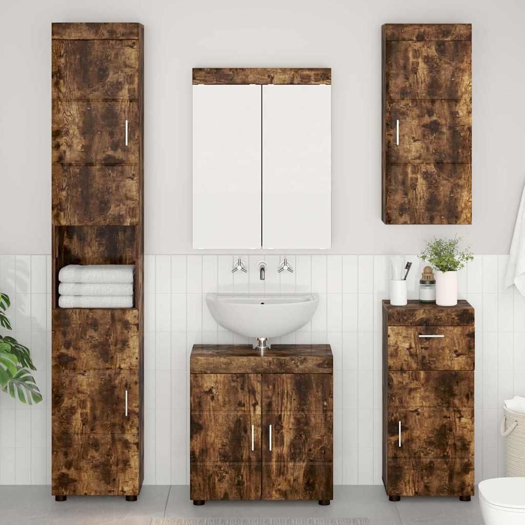 Maison Exclusive - Badezimmermöbel-Set TULUM 5 pcs Geräucherte Eiche