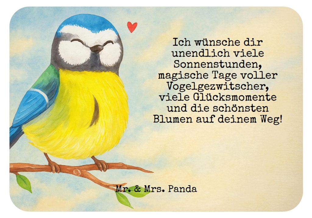 Mr. & Mrs. Panda magnet Vogel Blaumeise Design - Weiß - Geschenk, zettelhalter, Ostern, Ostergrüße, whiteboardmagnet, Kühlschrankmagnet, Frühl...