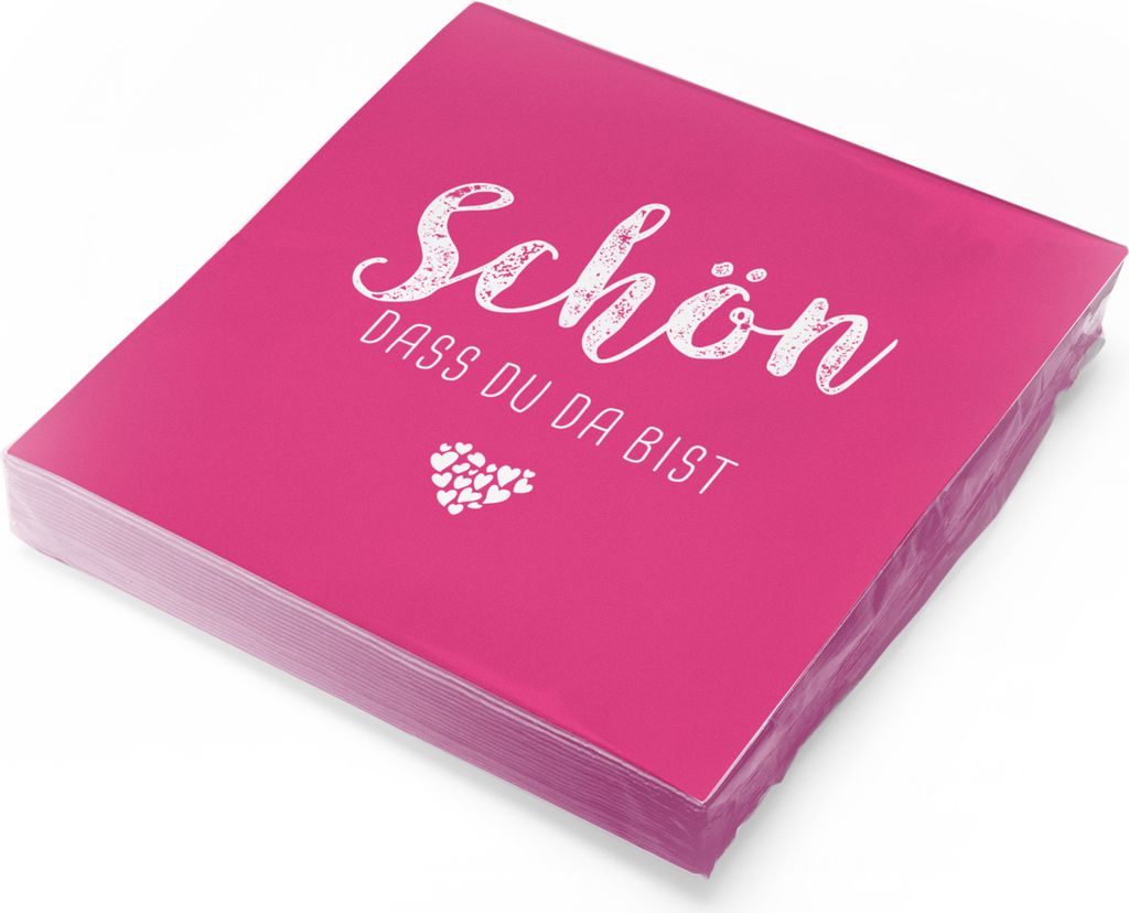 itenga 20x Serviette Schön dass du da bist fuchsia pink Produktbild 