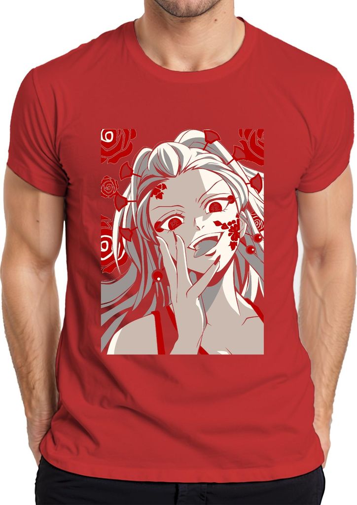 Yandere Anime Frau Rosen Rot Schwarz Gothic Horror Geschenk Herren T-Shirt, Rot, M