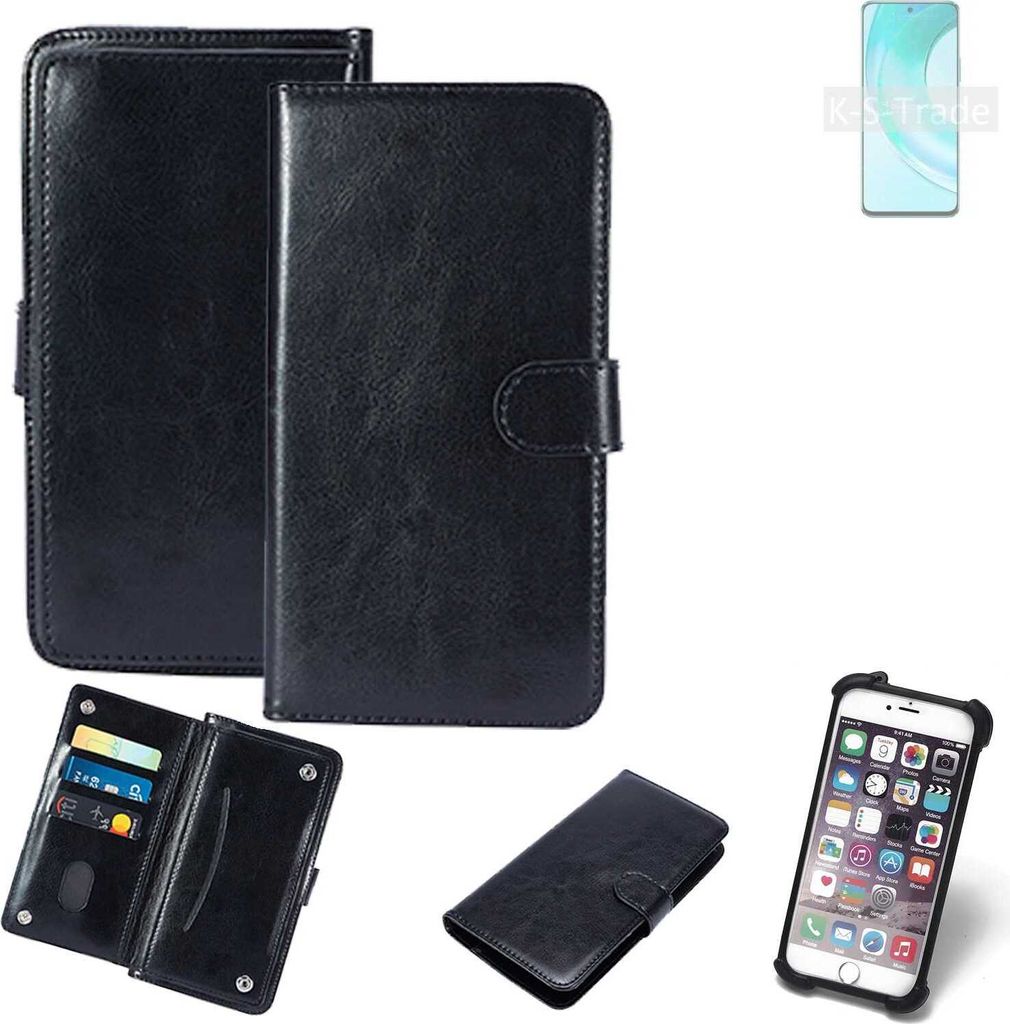 K-S-Trade 360° Hülle kompatibel mit Wiko T50 schwarz Kunstleder Case BookCase WalletCase Kunstlederederhülle Handyhülle, Rundumschutz Bumper (1x)