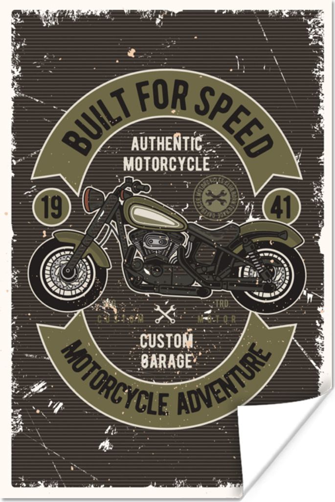 MuchoWow Poster Vintage - Motor - Grün 120x180 cm - Kunstposter