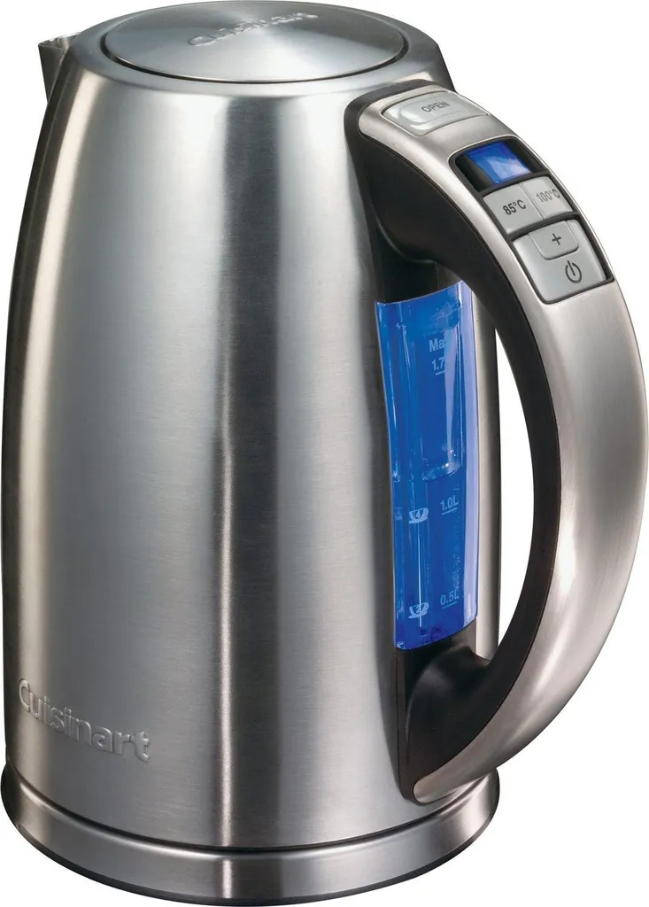 Cuisinart CPK17E Bollitore a batteria, alloggiamento in acciaio inox, capacità 1,7 litri, 2300 Watt, base 360? Base, segnale acustico, protezione contro l'ebollizione, filtro anticalcare, funzione di mantenimento in caldo, spegnimento automatico