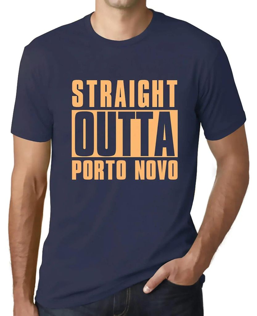 Herren Grafik T-Shirt Direkt aus Porto Novo – Straight Outta Porto Novo – Öko-Verantwortlich Vintage Jahrgang Kurzarm Lustige Druck Geburtstag