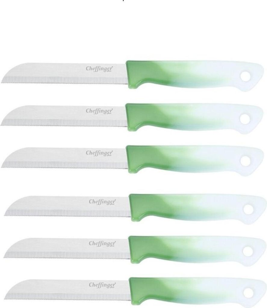 6 Stück Küchenmesser 18 cm mit ergonomischem Griff - vielseitig & pflegeleicht, Dunkelgrün
