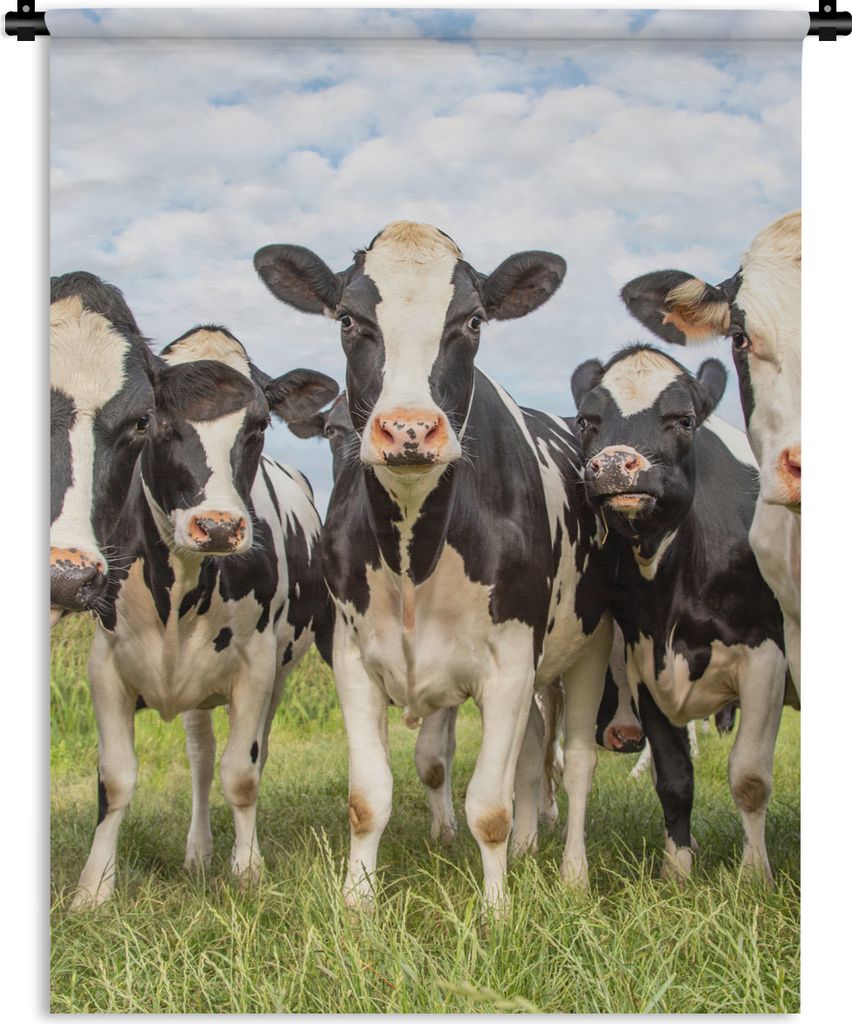 MuchoWow Wandteppich Wandbehang Kühe - Weide - Tiere - Natur - Gras 150x200 cm Tapisserie Dekoration Wandtuch - Wandaufhängung - Moderner
