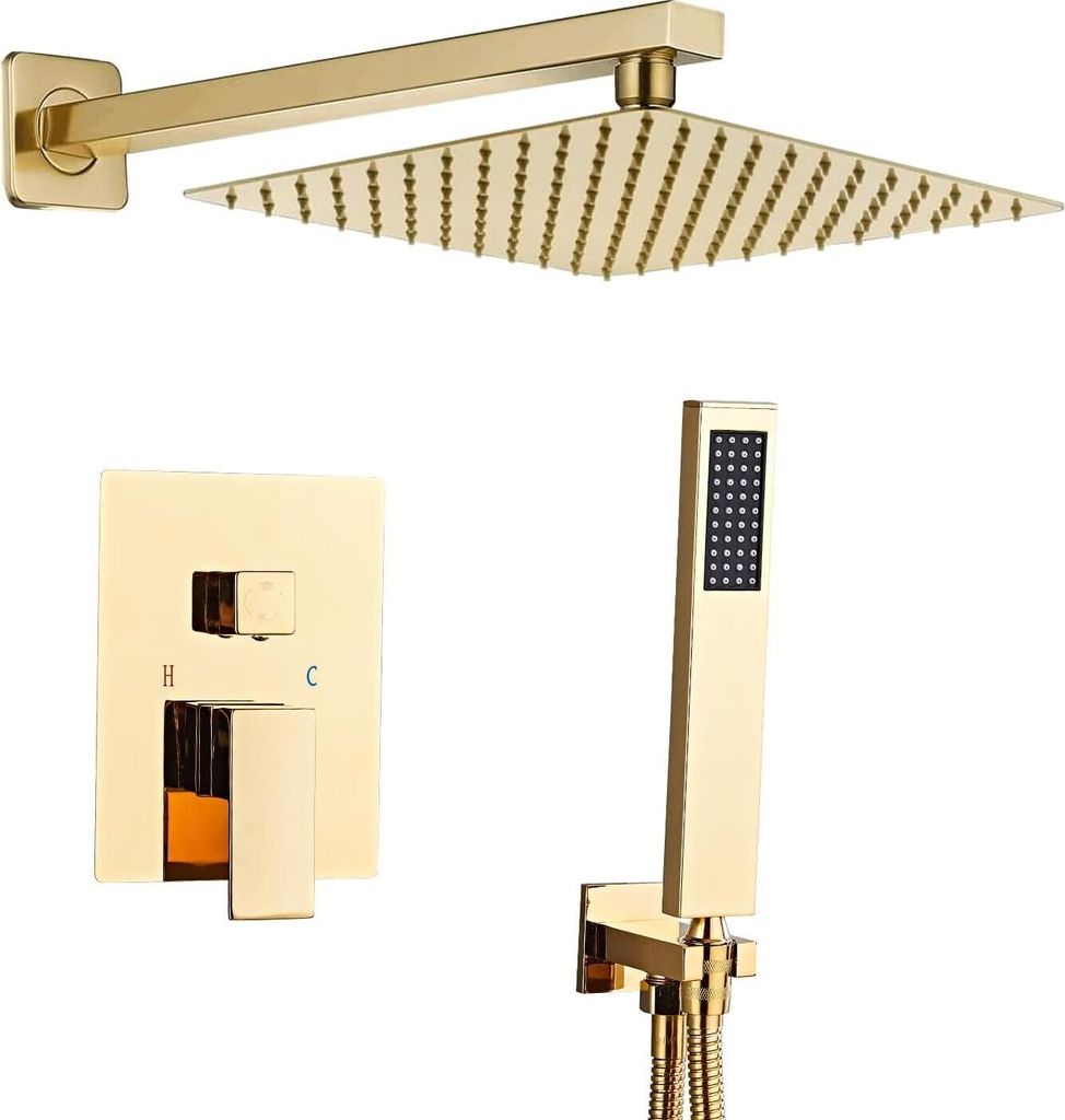 Duschsystem Unterputz 30cm, Duschamarturen Verstecktes, Duscharmatur Komplettset mit Regendusche und Handbrause