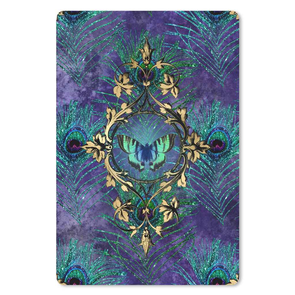 MuchoWow Mauspad Mousepad Schmetterling - Pfauenfeder - Violett 40x60 cm - Mousepads - Maus Mat - Pad - Mausunterlage - Schreibtisch Accesoire