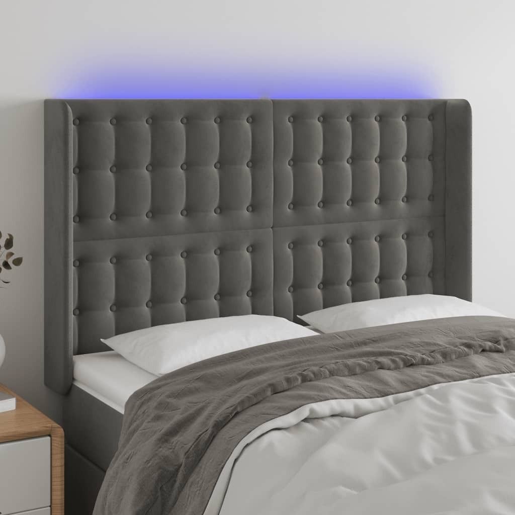 Maison Exclusive - LED Kopfteil Dunkelgrau 147x16x118/128 cm Samt