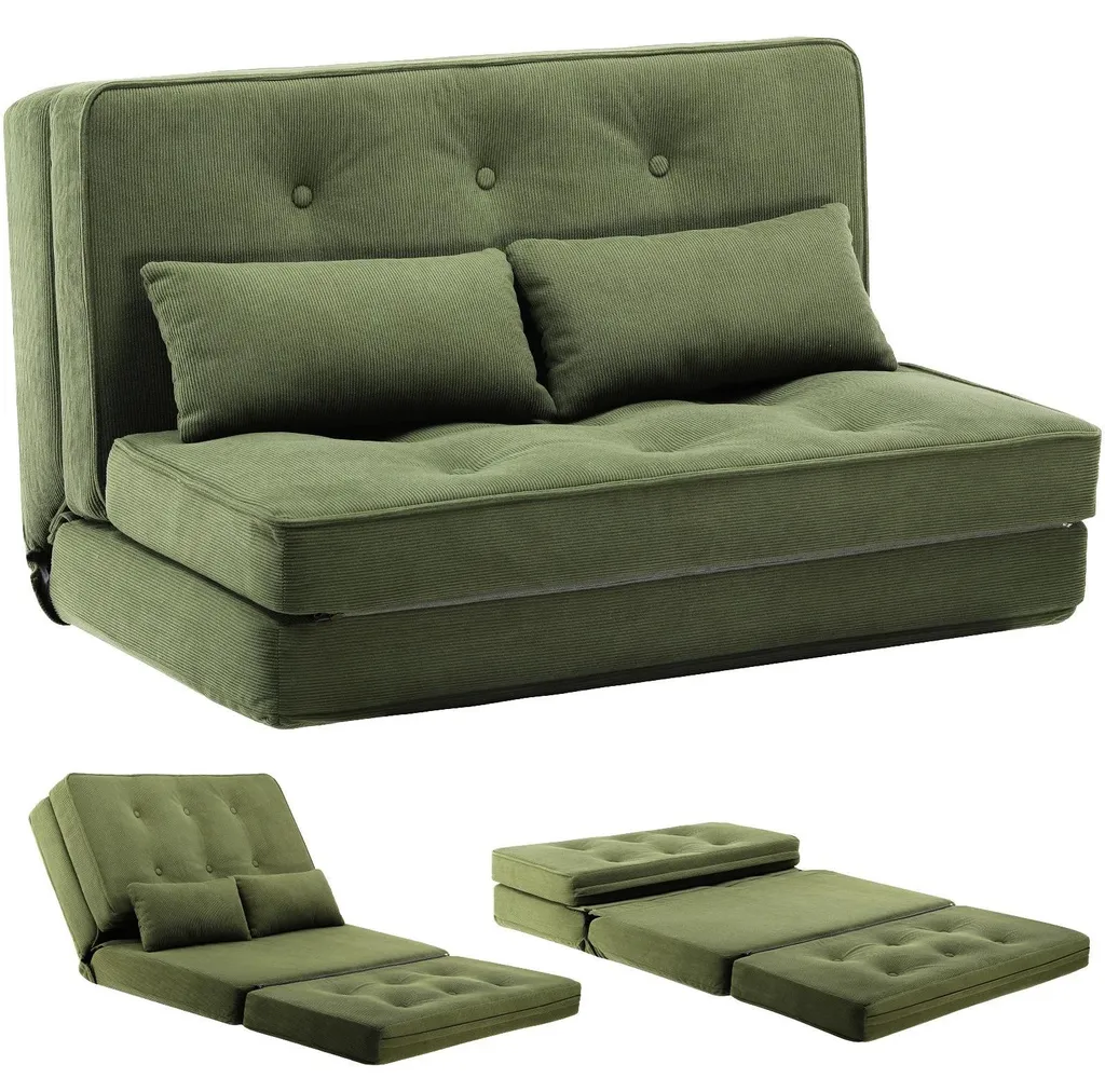 Petit canapé-lit convertible vert pour studio et chambre d'amis chic