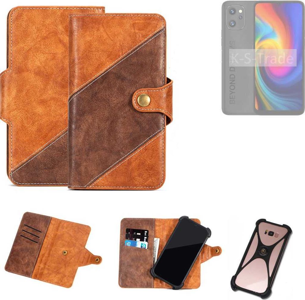 K-S-Trade Handyhülle Schutzhülle Bookstyle Case Wallet-Case kompatibel mit UMIDIGI F3 Pro 5G Cover Klapphülle Kantenschutz Smartphone dunkelbraun
