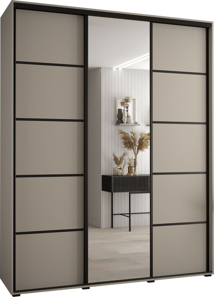 Kryspol Dakota 5 Schrank, drei Türen - 235,2x190x45cm - Kaschmir Schwarz