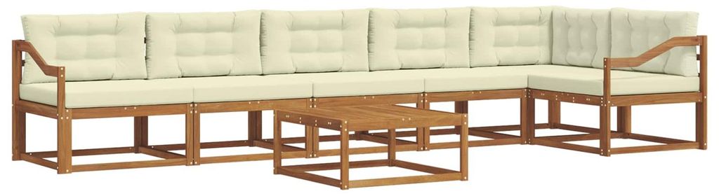 vidaXL Outdoor-Sofagarnitur mit Kissen 7 pcs Natur und Creme