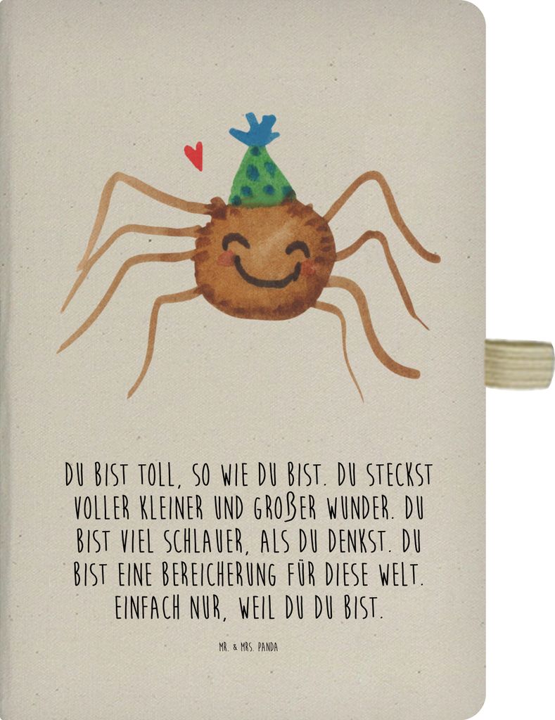 Mr. & Mrs. Panda notizbuch Spinne Agathe Party - Transparent - Geschenk, Tagebuch, Skizzenbuch, kariertes, A5, Glück, Selbstliebe, Motivation, Wun...