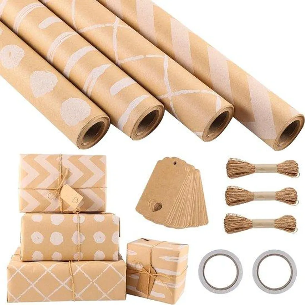 Rouleaux de papier cadeau kraft naturel 43x300 cm pour fêtes et DIY