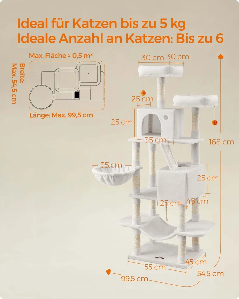 Tour pour Chat Multi-Niveaux 168 cm avec Griffoirs en Sisal - Rootz