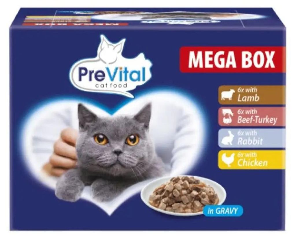 PREVITAL Karmę dla kotów Megabox z jagnięciną, wołowiną, Zdjęcie produktu 
