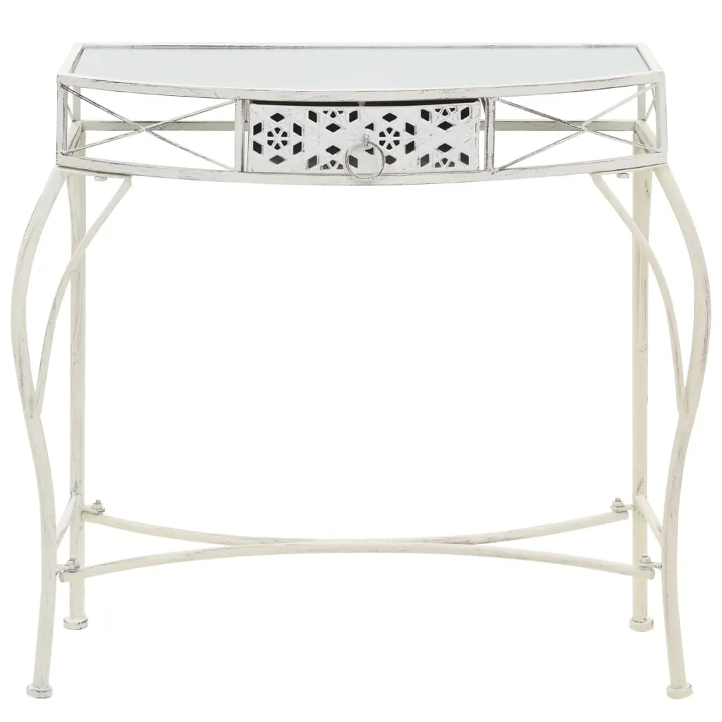 SYFAX™ Tavolino Laterale in Stile Francese in Metallo 82x39x76 Bianco