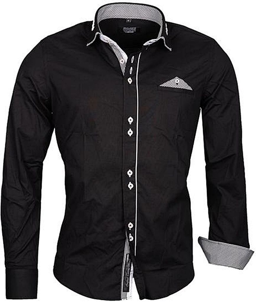 Brandneu Designer Herrenhemd CARISMA 2 Farben uni CRM8249 Schwarz S