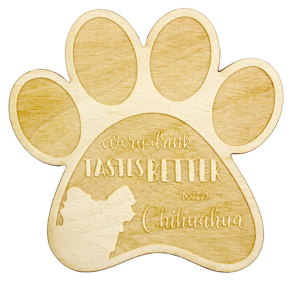 Chihuahua Langhaar - Tasse Untersetzer, graviert Untersetzer mit Hund, Geschenk für Hundeliebhaber von Art-Dog Marke