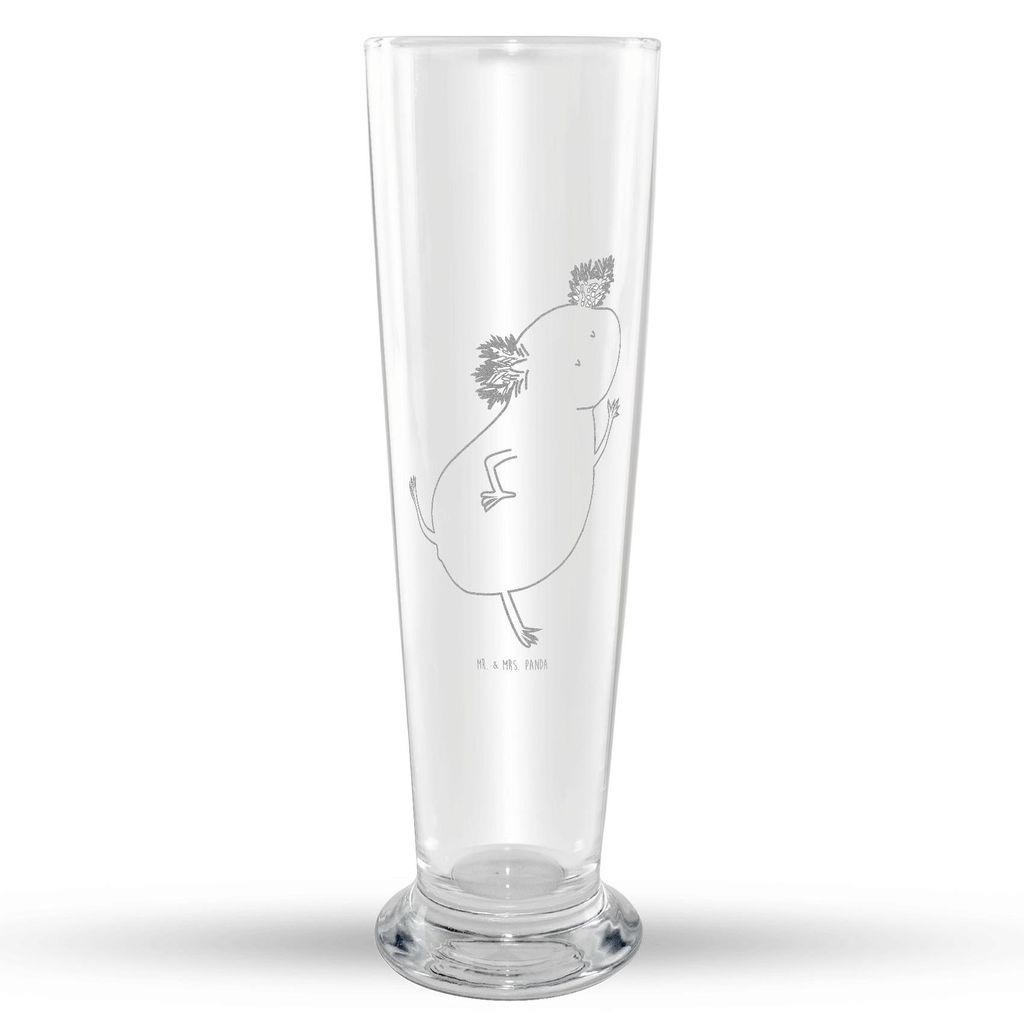 Mr. & Mrs. Panda Bierglas Axolotl Tanzen - Transparent - Geschenk, Freudig, Freundin, Weizenbier Glas, Schwanzlurch, Sterne, Weißbierglas, gut Gel...