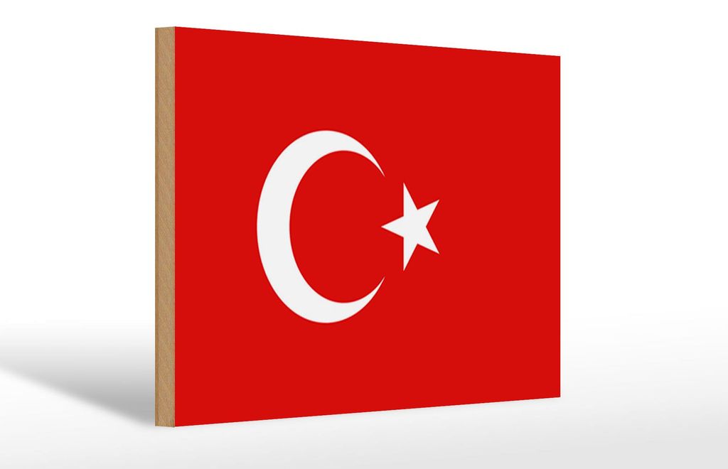Holzschild Flagge Türkei 30x20cm Flag of Turkey