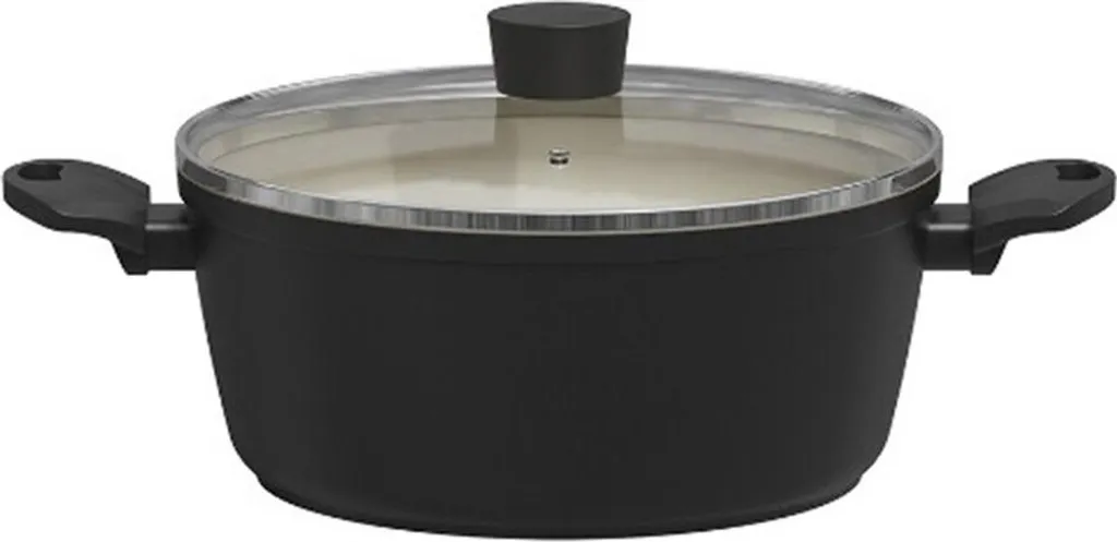 Pentola per carne Michelino Nora New Line con coperchio in vetro e manico morbido - 28 cm