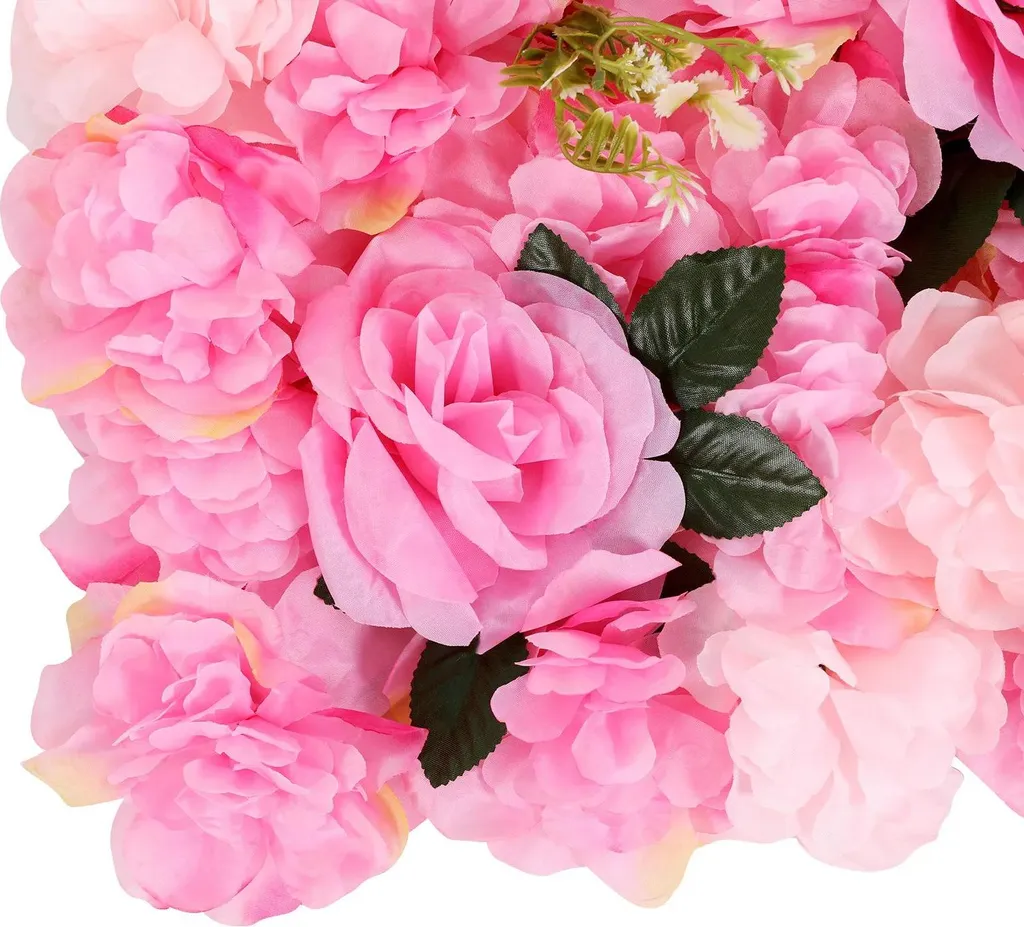 Mur de Fleurs Artificielles pour Décoration Mariage - 12 Panneaux Rose - 5