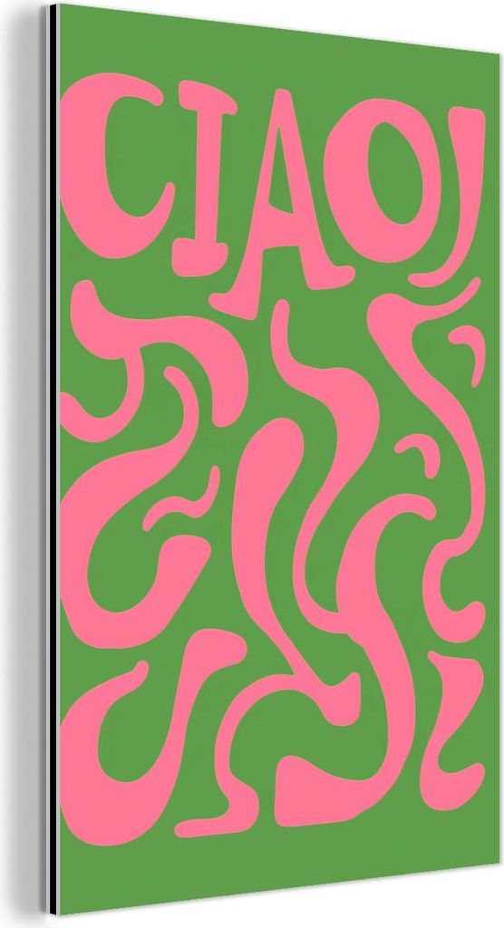 MuchoWow Wanddekoration Metall Metallbild Wandkunst 80x120 cm Abstrakt - Rosa - Ciao - Formen MuchoWow Aluminium Gemälde - Bilder