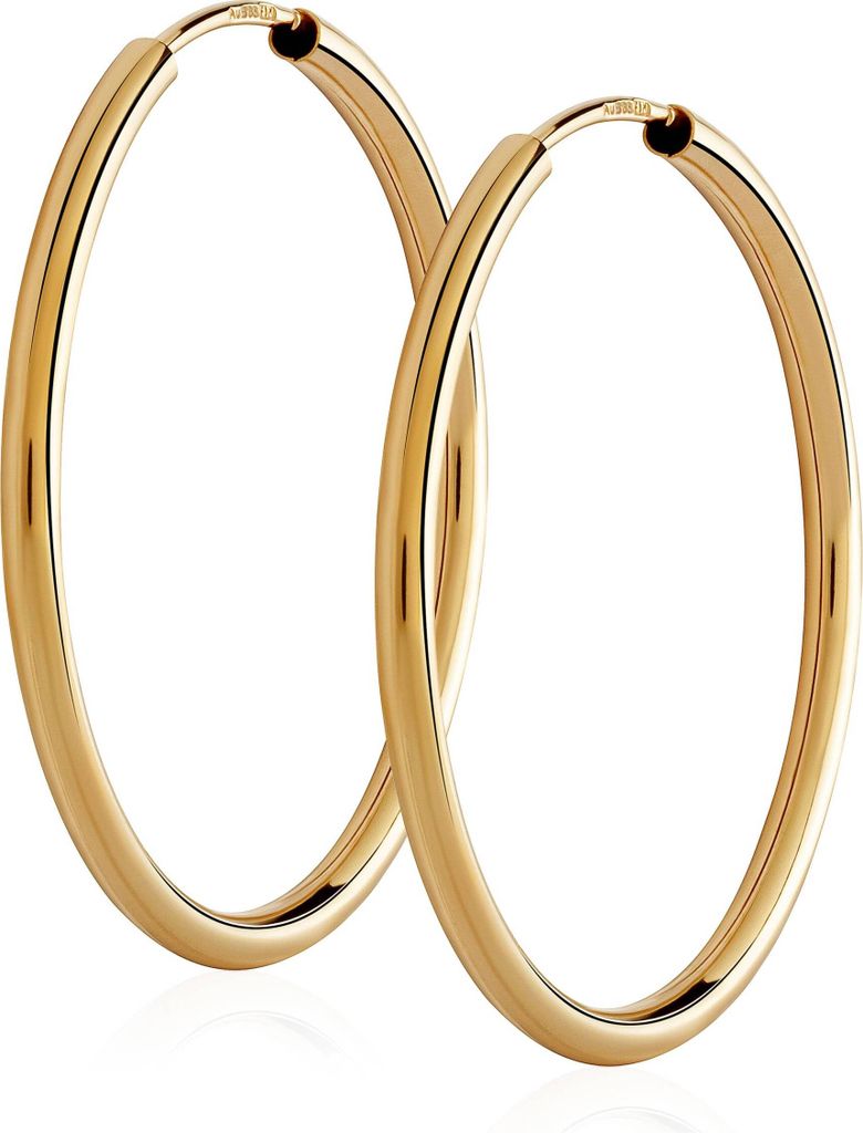 Paar 585 Gelbgold Creolen Ohrringen Ohrschmuck 1,8mm Rund Goldohrringe 30mm 9030