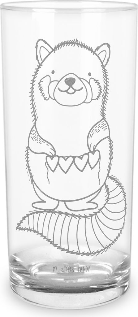 Mr. & Mrs. Panda Cocktailglas Roter Panda 400 ml - Transparent - Geschenk, Rot, Glas, Trinkglas, Herz, Liebe, Tumbler, Lustige Sprüche, Glasbecher...