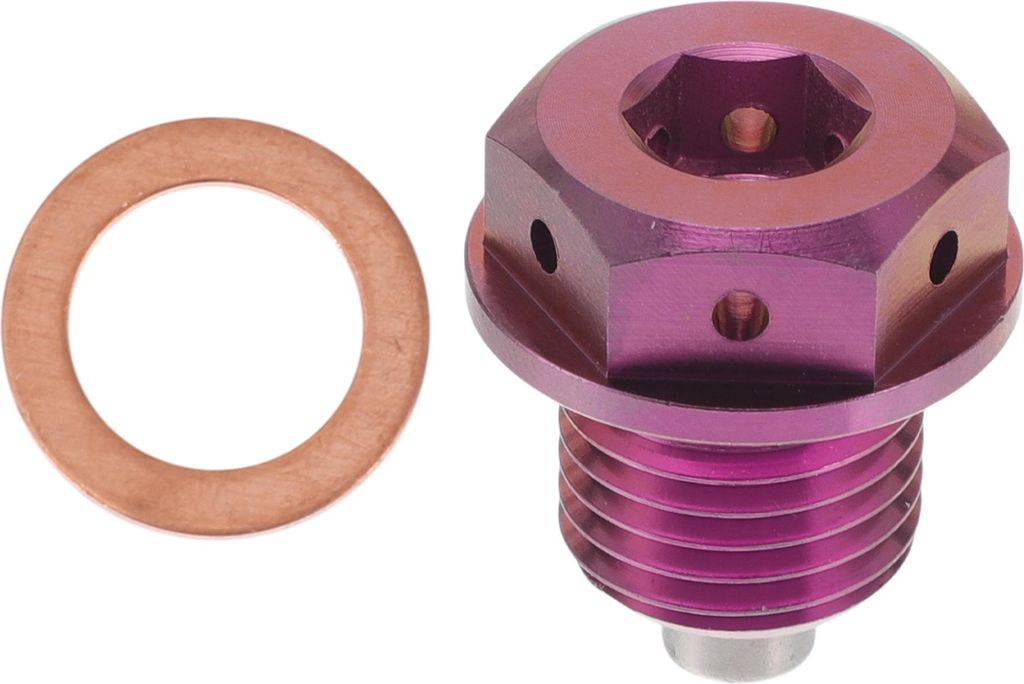 M14x1.5 4MM Magnetischer Ölablassstöpsel Titanlegierung Ölwanne Ablassschraube Mit 1 Kupferdichtung Rosafarben 1Stk