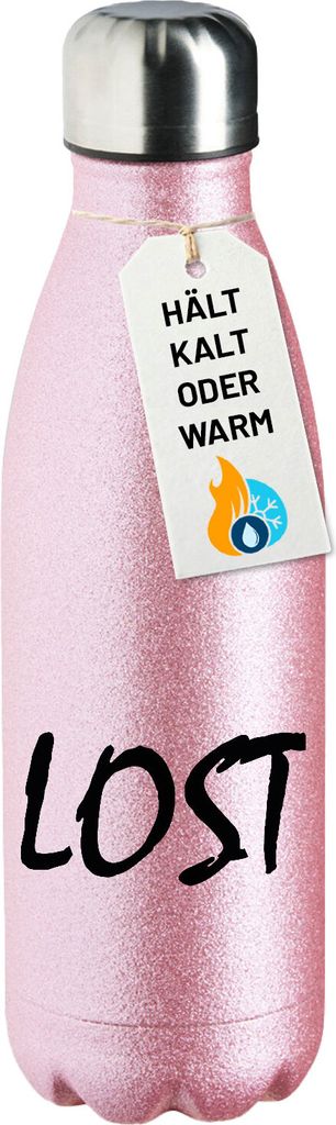 Huuraa Trinkflasche Lost Jugendwort 500ml Pink Edelstahl Wasserflasche Trinkflasche Geschenkidee