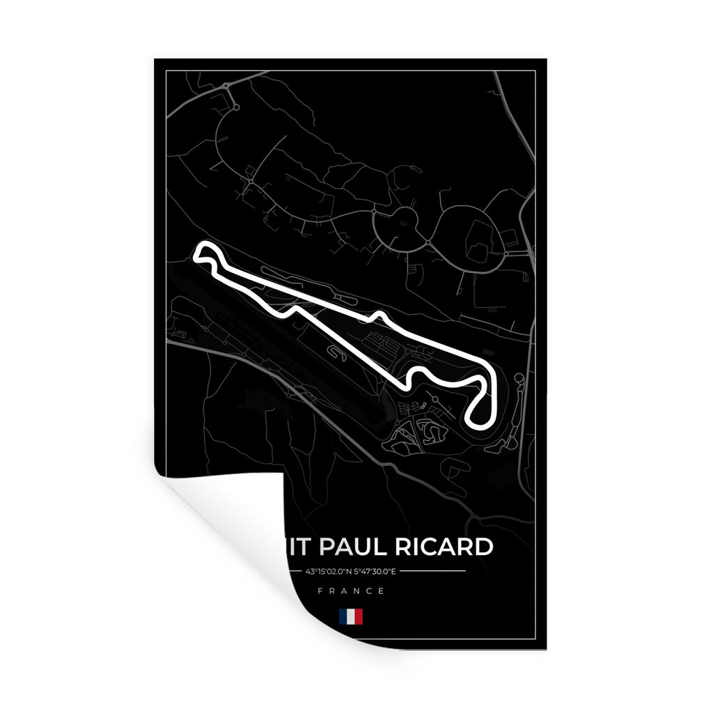 MuchoWow Wandtattoo Wandsticker Wandaufkleber Rennstrecke - F1 - Rennstrecke - Frankreich - Circuit Paul Ricard - Schwarz 60x90 cm Selbstklebend ...