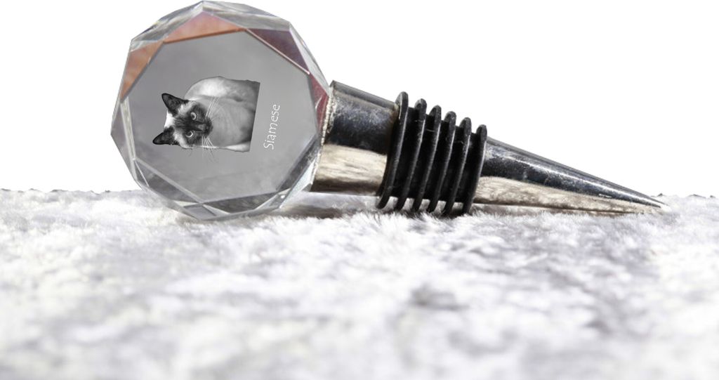Siam - Flaschenverschluss, Weinverschluss aus Kristall mit Katzenfoto, personalisiertes Geschenk für Barkeeper der Marke Art-Dog