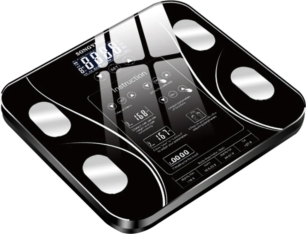 Pèse-personne impédancemètre Songying Smart Home rechargeable noir 29x26cm