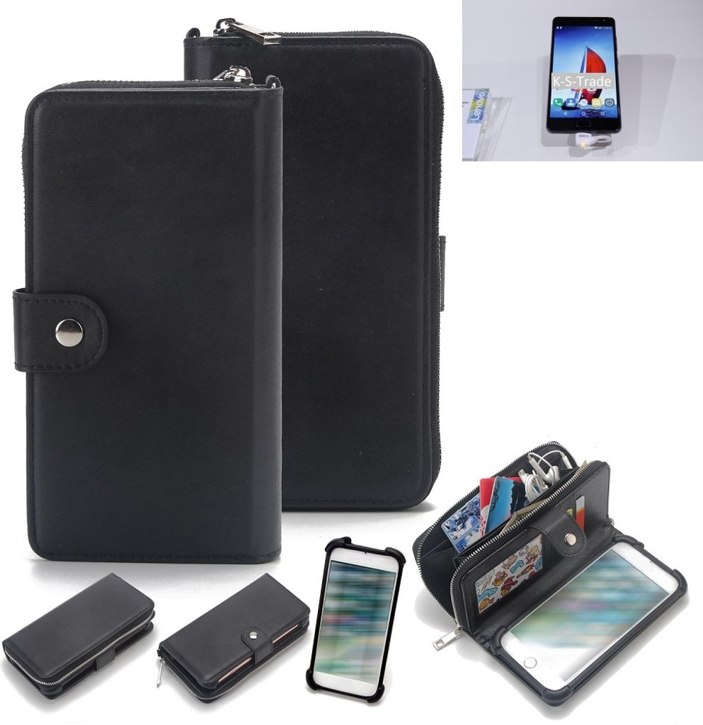 K-S-Trade 2in1 Handyhülle Schutzhülle kompatibel mit Lenovo P2 & Portemonnee Cover Handy Hülle Case Etui Geldbörse Wallet Bookstyle Hülle