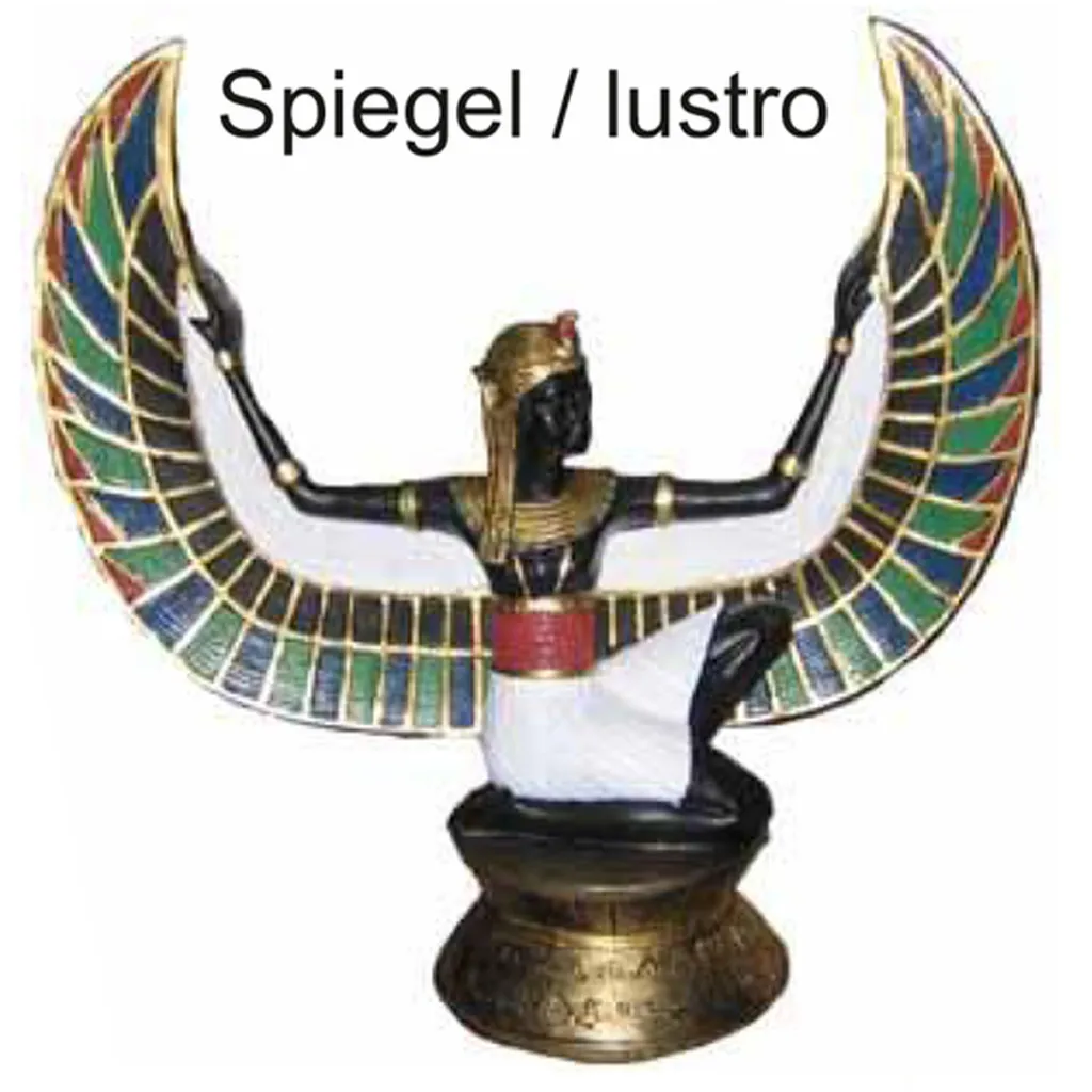 Statue Maat avec Miroir Intégré 35 cm Finition Artisanale Égypte Noire