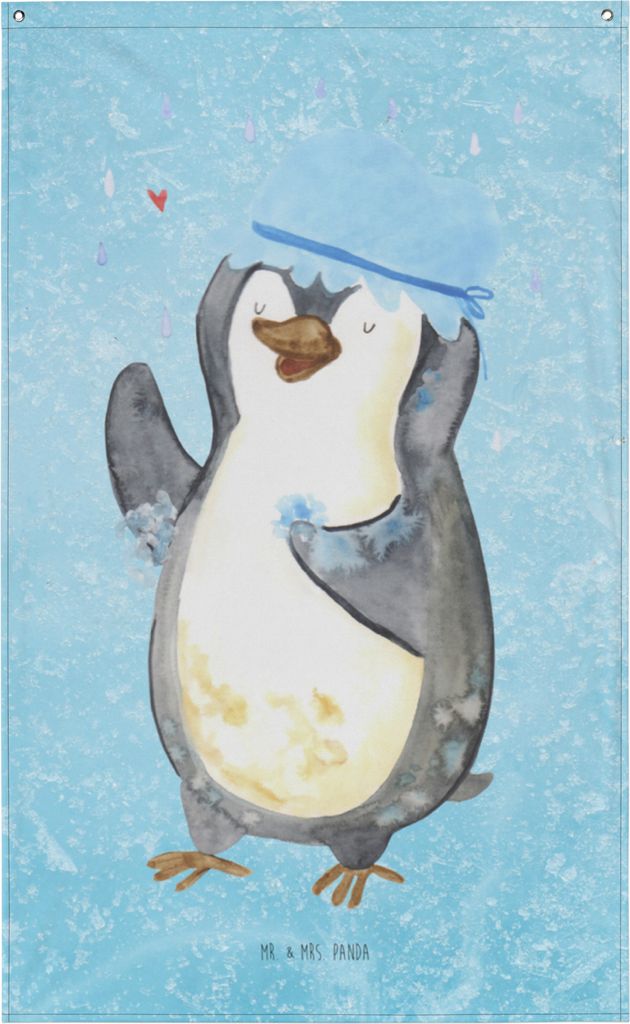 Mr. & Mrs. Panda Wandbild Pinguin Duschen - Eisblau - Produktbild 