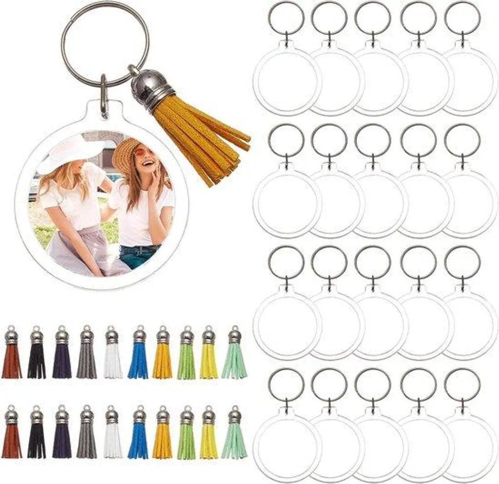 Lot Porte-clés Photo Acrylique Anti-Rayures pour Bricolage et Loisirs