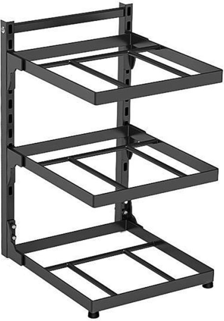 Küchen-Aufbewahrungsregal, Topf-Organizer mit Leitplanke, stark belastbar, rostfrei, korrosionsbeständig, Topfständer, mehrschichtiges Regal