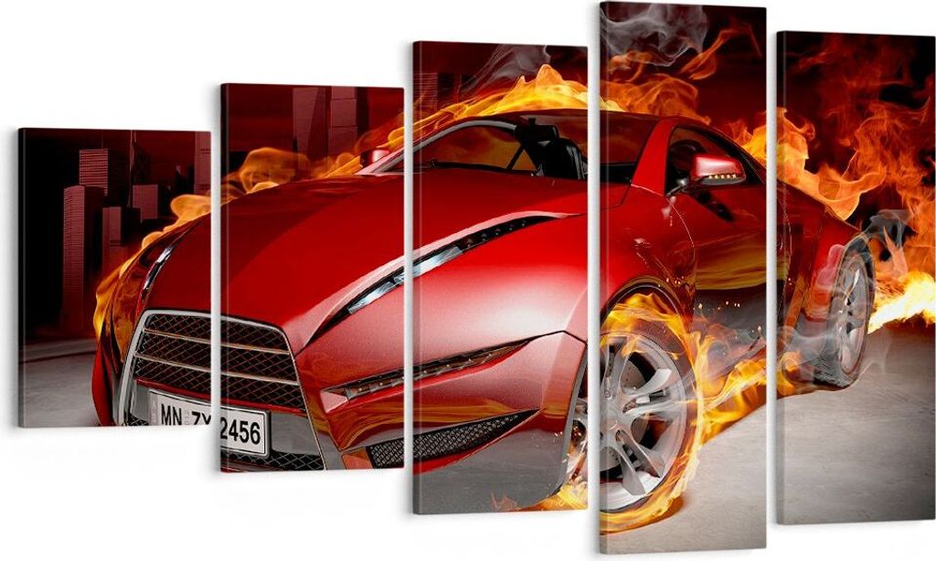 Bild auf Leinwand - Leinwandbild - Auto Flammen Rot - Produktbild 