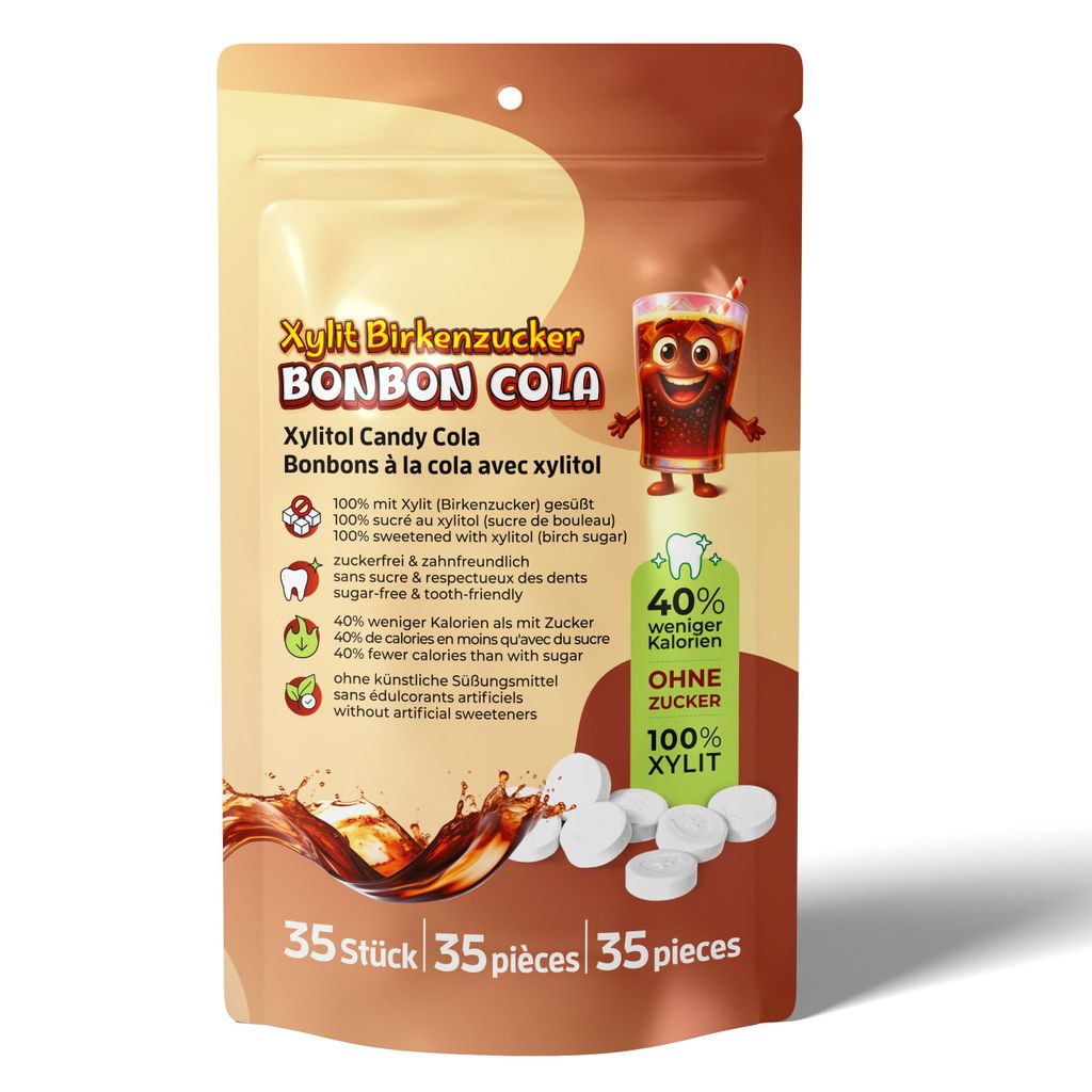 Xylit Birkenzucker Bonbons COLA | 100% mit Xylit gesüsst | Produktbild 
