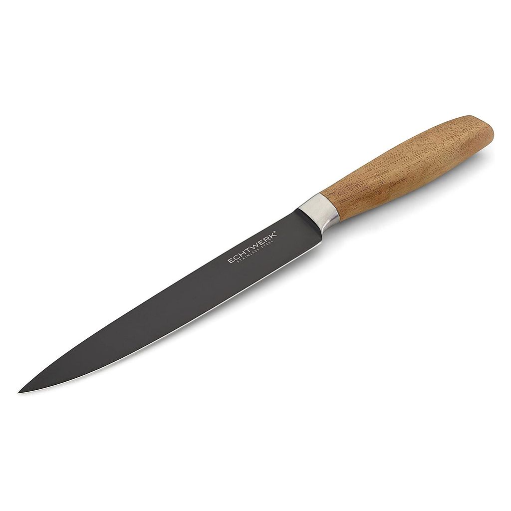 Echtwerk Schinkenmesser aus hochwertigem Stahl, Filetiermesser, Küchenmesser, Spezialstahl, Griff aus Akazienholz, Klingenlänge: 20 cm, Black-Edi...