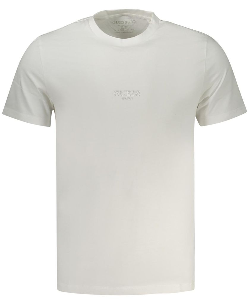 Herren Slim Fit Baumwolle T-Shirt - Weiß mit Print und Logo