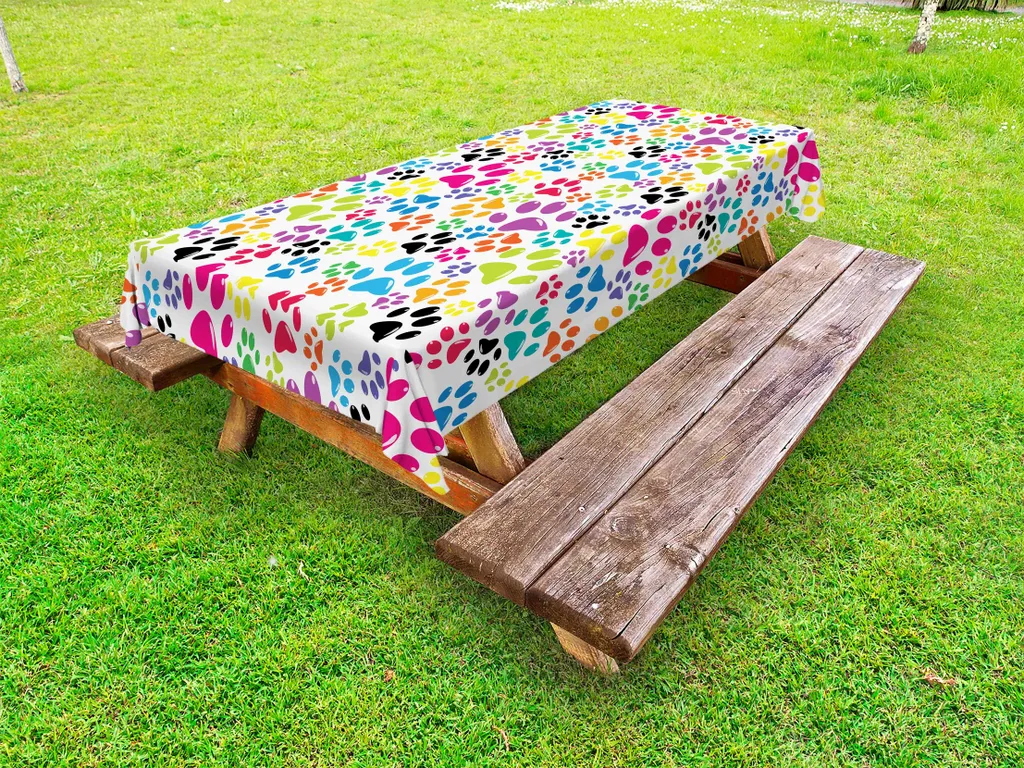 ABAKUHAUS Tovaglia Antimacchia da Esterno Cani 145x210 cm - Design Colorato