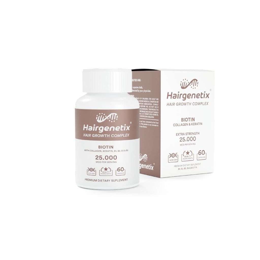 Hairgenetix Biotin 25.000 mcg - Keratin, Kollagen & Vitamine - 60 Kapseln