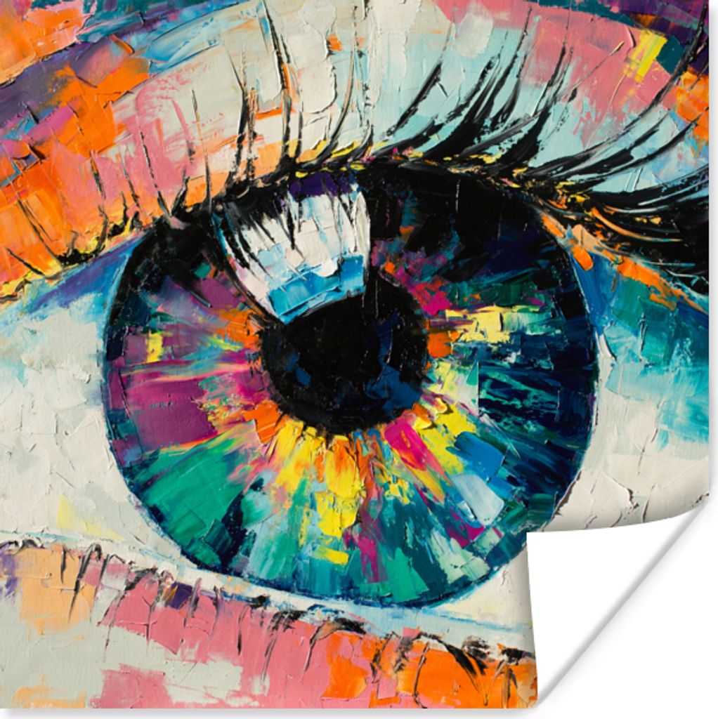 MuchoWow Poster Malerei - Ölfarbe - Auge - Farben 50x50 cm - Wohnzimmerdekoration