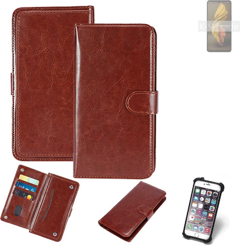 K-S-Trade 360° Hülle kompatibel mit Sharp Aquos R7 braun Kunstleder Case BookCase WalletCase Kunstlederederhülle Handyhülle, Rundumschutz Bumper