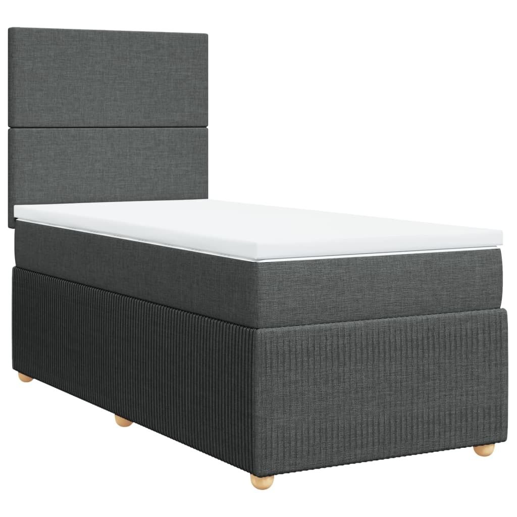 Boxspringbett mit Matratze Dunkelgrau 100x200 cm Stoff
